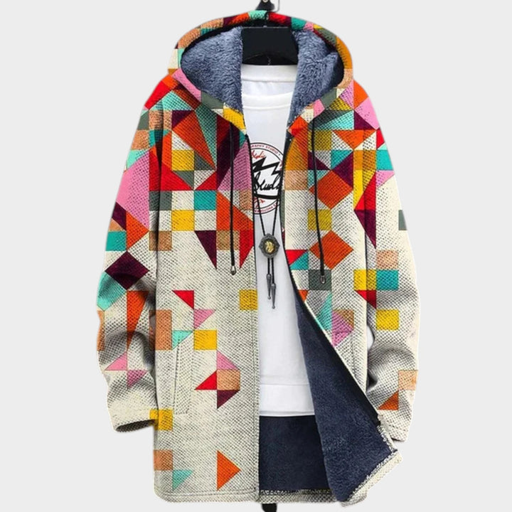 Women’s Fleece Jacket Retro Print Casual Style