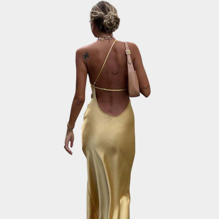 Formal Luxury Satin Halter Neck Dress