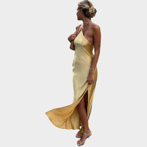Formal Luxury Satin Halter Neck Dress