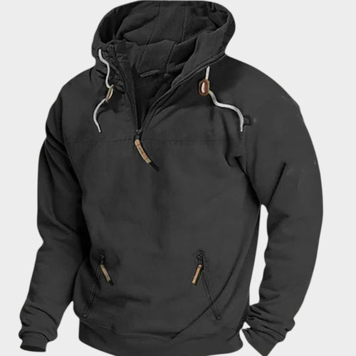 Men's Quarter-Zip Hoodie | Casual Pullover Hooded Sweatshirt