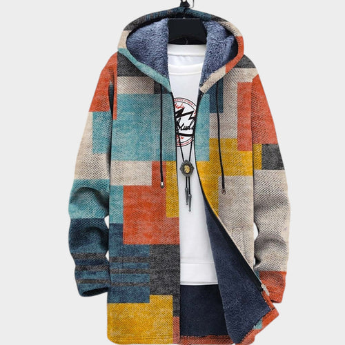 Women’s Fleece Jacket Geometric Color Pattern