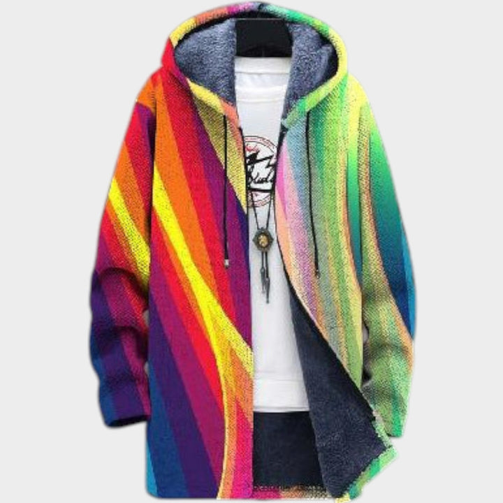 Women’s Fleece Jacket Geometric Color Pattern