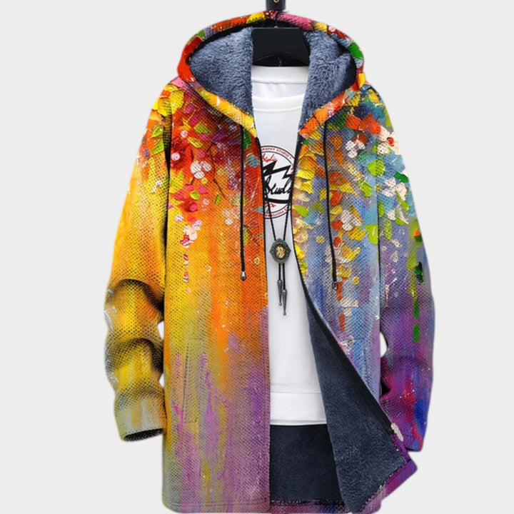 Women’s Fleece Jacket Geometric Color Pattern