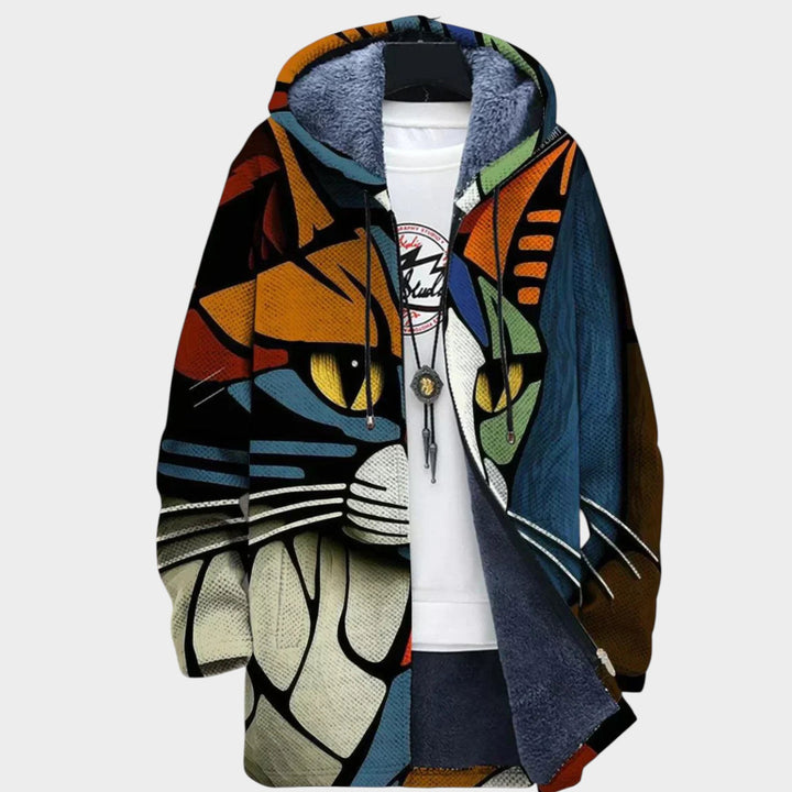 Women’s Fleece Jacket Geometric Color Pattern