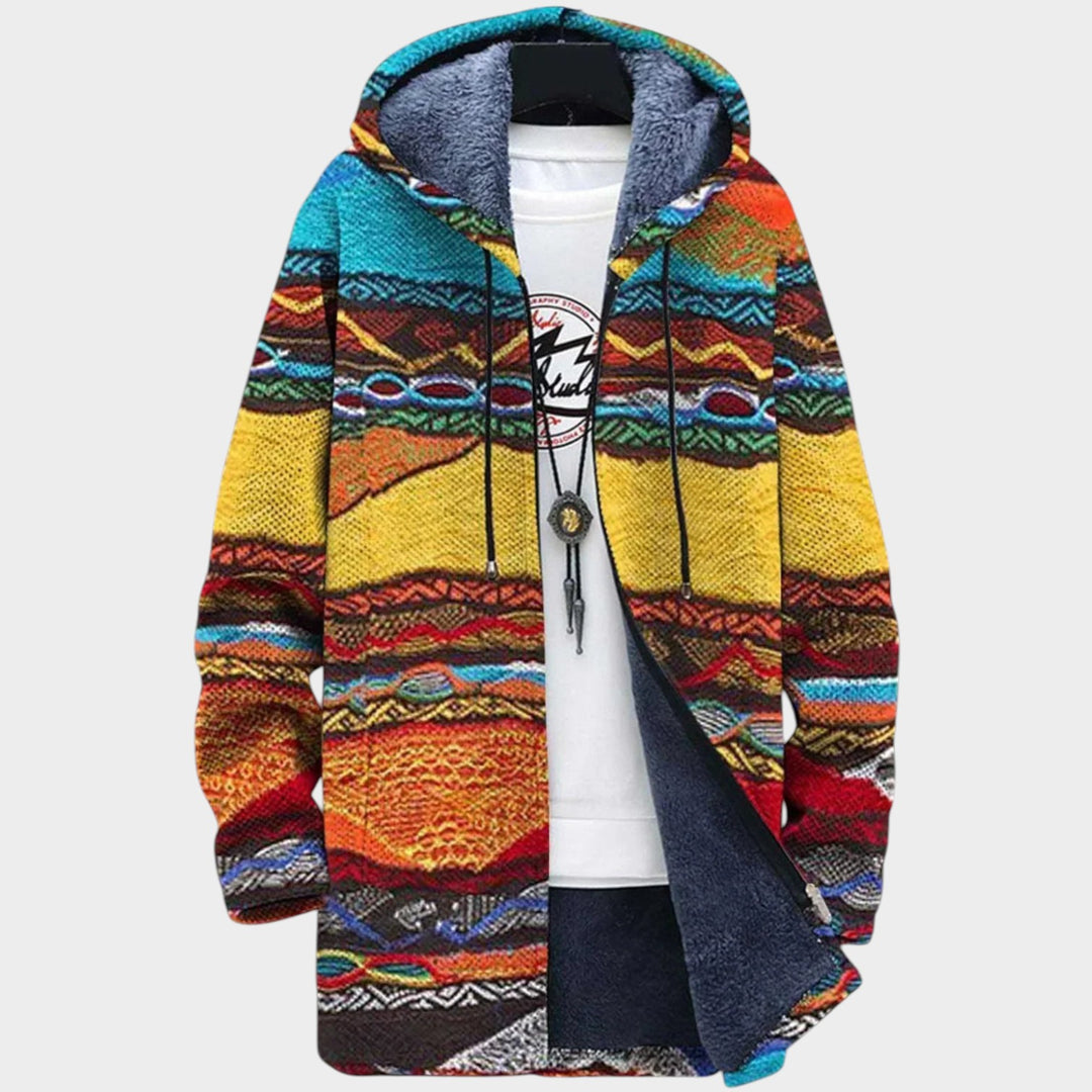 Women’s Fleece Jacket Geometric Color Pattern