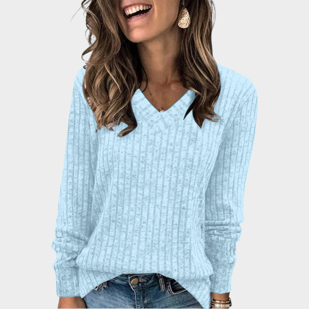 Women’s V Neck Sweater Long Sleeve Pullover