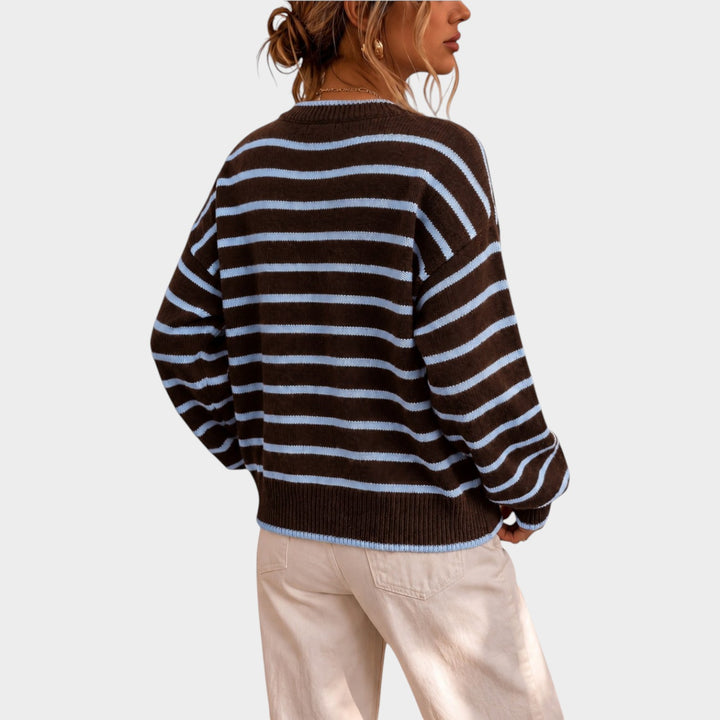 Women’s Knit Cardigan Stripe Pattern Casual Style