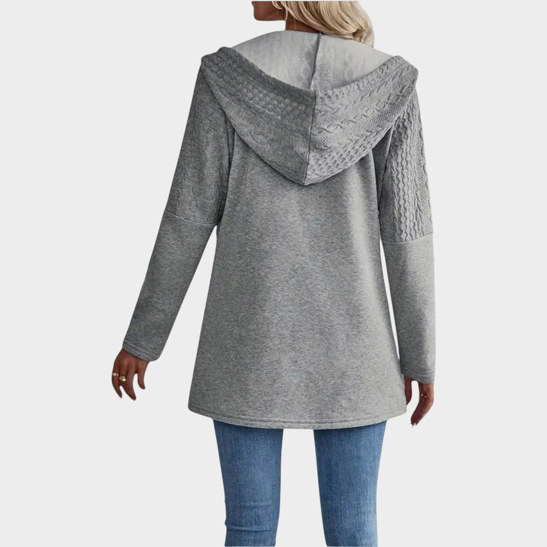 Cozy Knit-Panel Zip Hoodie | Cardigan