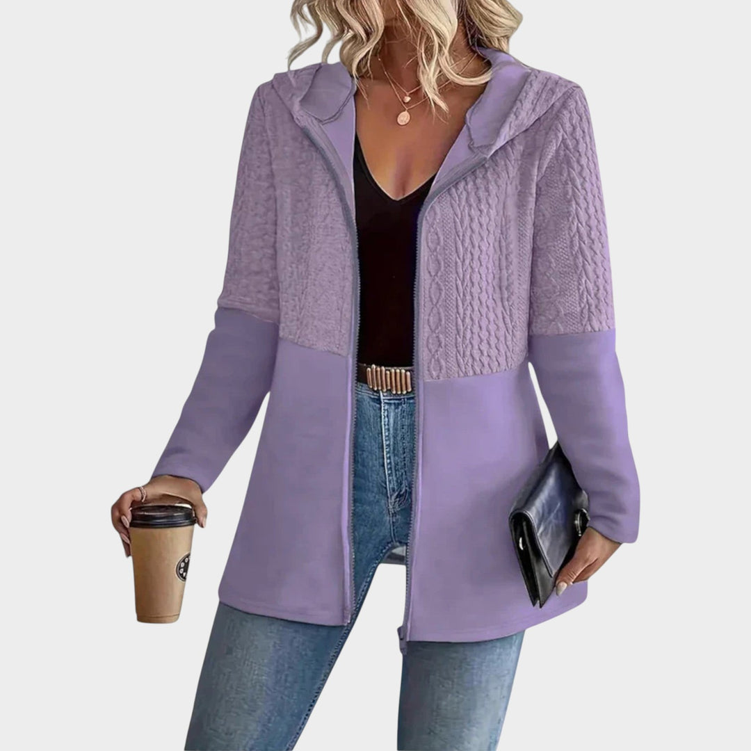 Cozy Knit-Panel Zip Hoodie | Cardigan