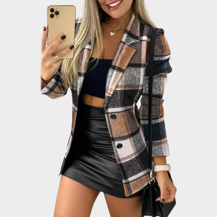 Women’s Blazer Casual Plaid Tailored Longline Fit