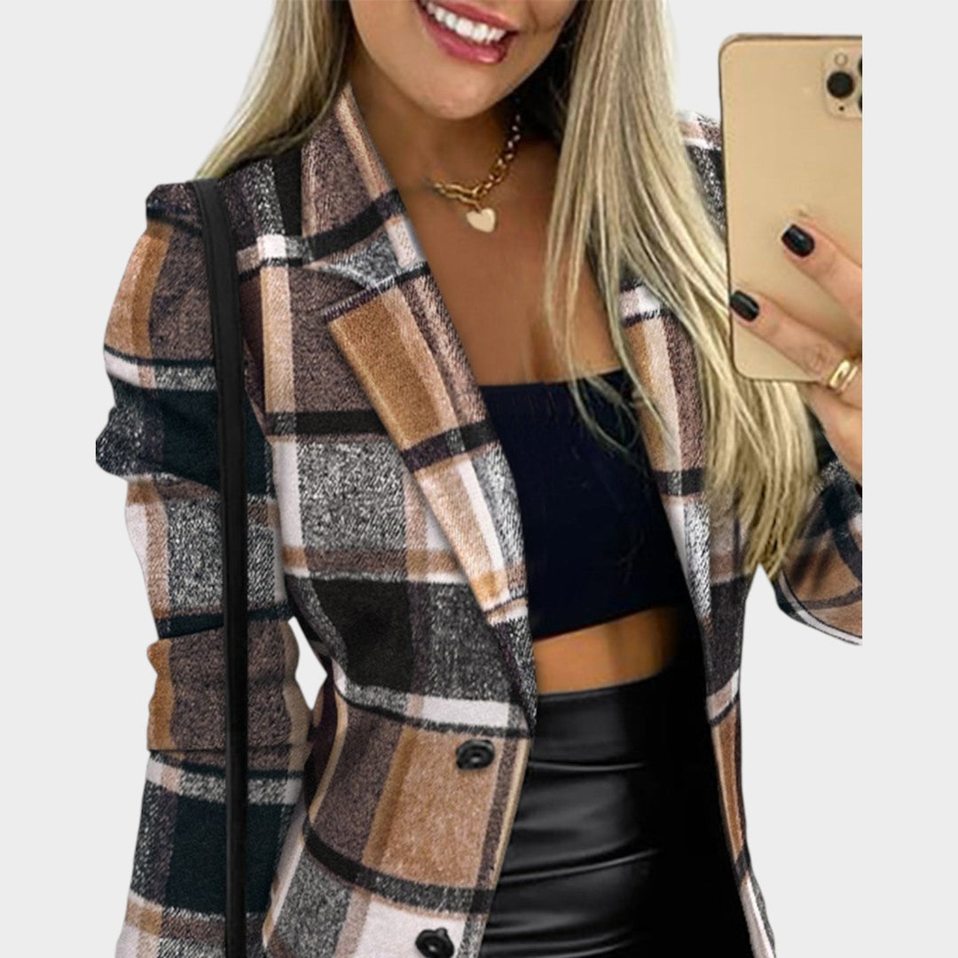 Women’s Blazer Casual Plaid Tailored Longline Fit