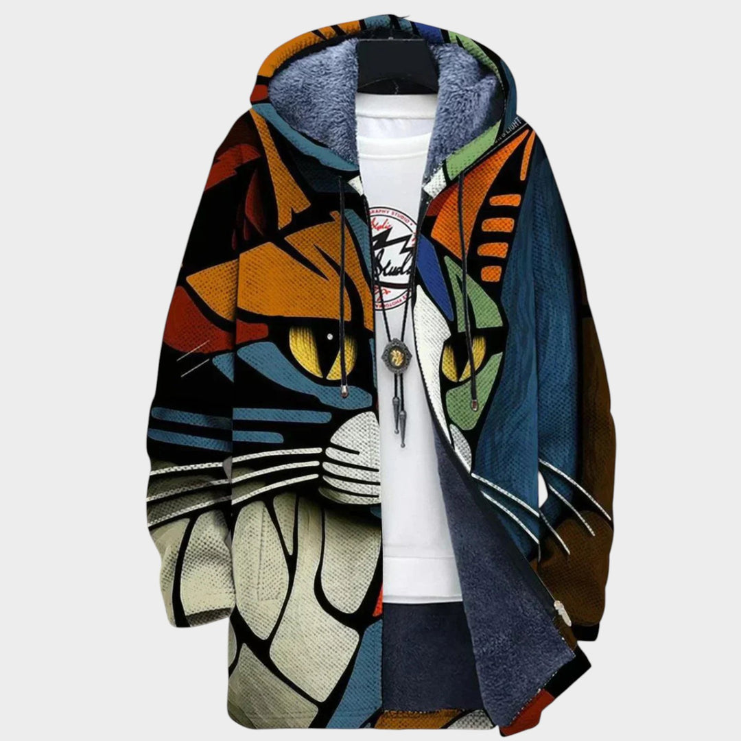 Women’s Fleece Jacket Modern Artwork Relaxed Fit