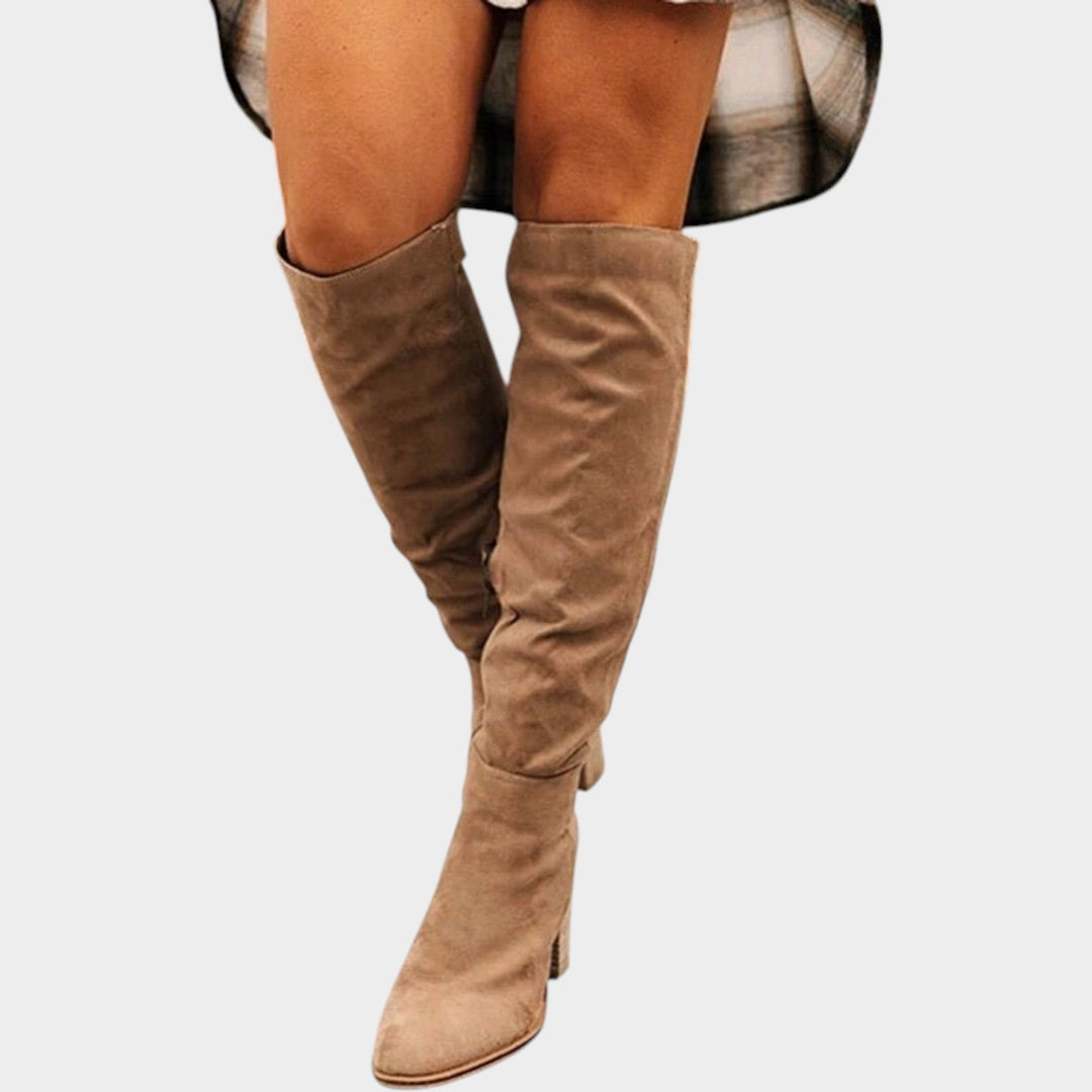 Women’s Knee High Boots Casual Suede Block Heel