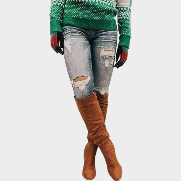Women’s Knee High Boots Casual Suede Block Heel