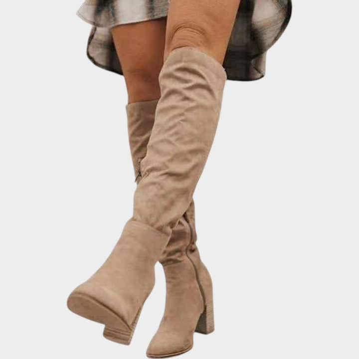 Women’s Knee High Boots Casual Suede Block Heel