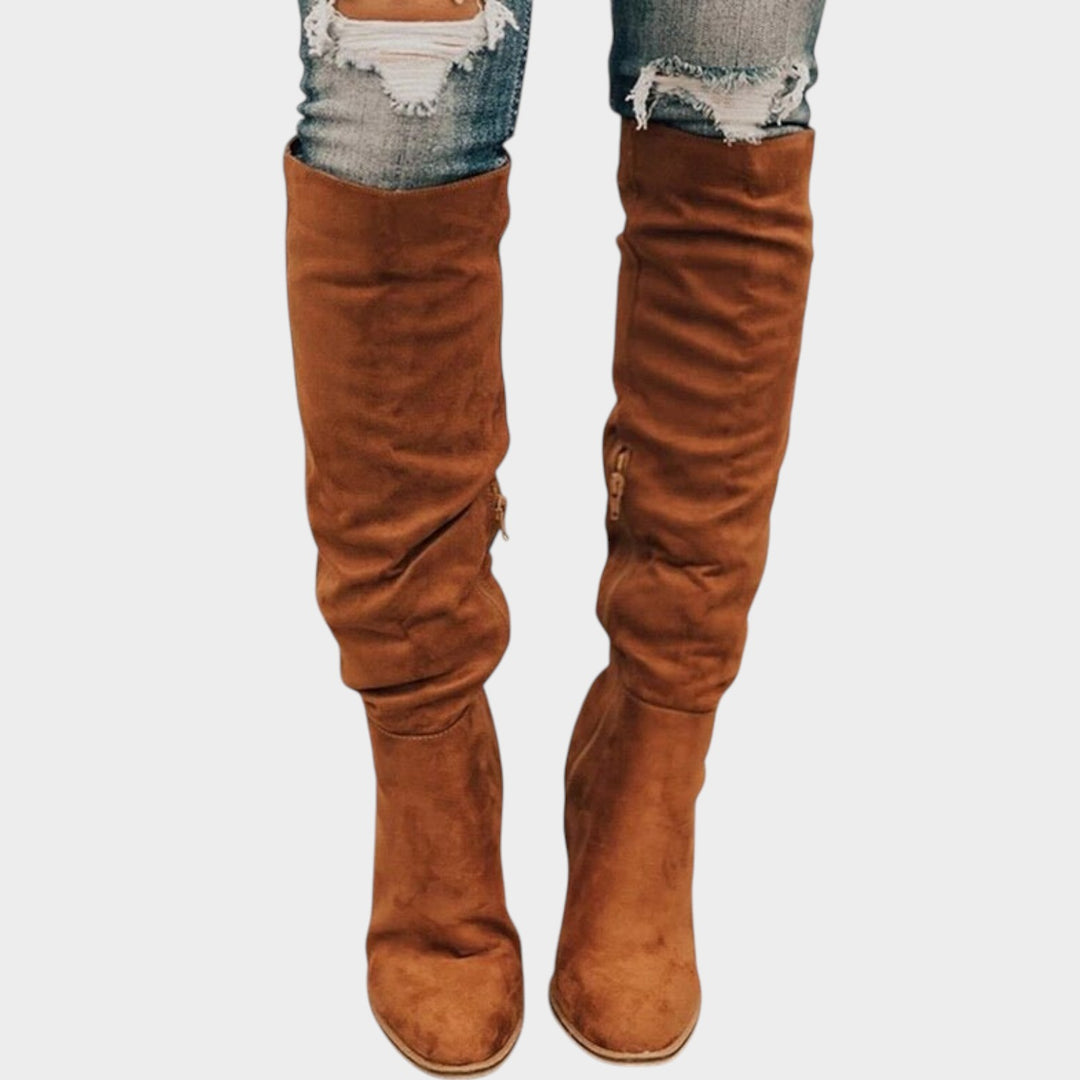 Women’s Knee High Boots Casual Suede Block Heel