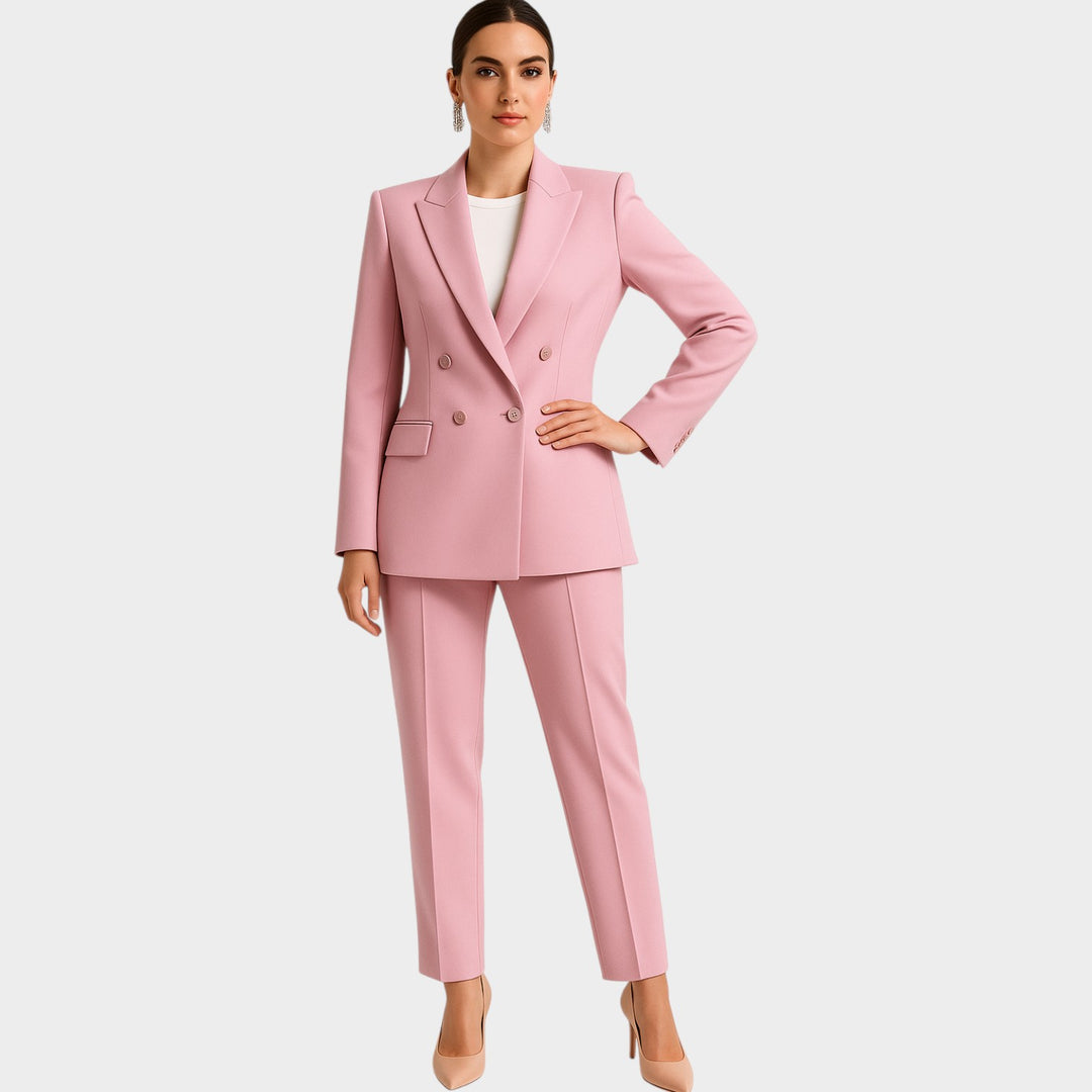 Women’s Two Piece Suit Double Breasted Blazer Tailored Pants