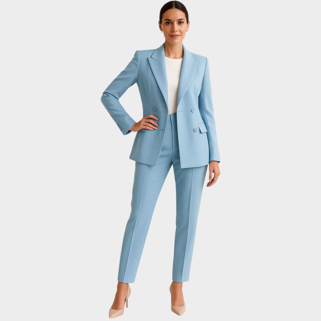 Women’s Two Piece Suit Double Breasted Blazer Tailored Pants
