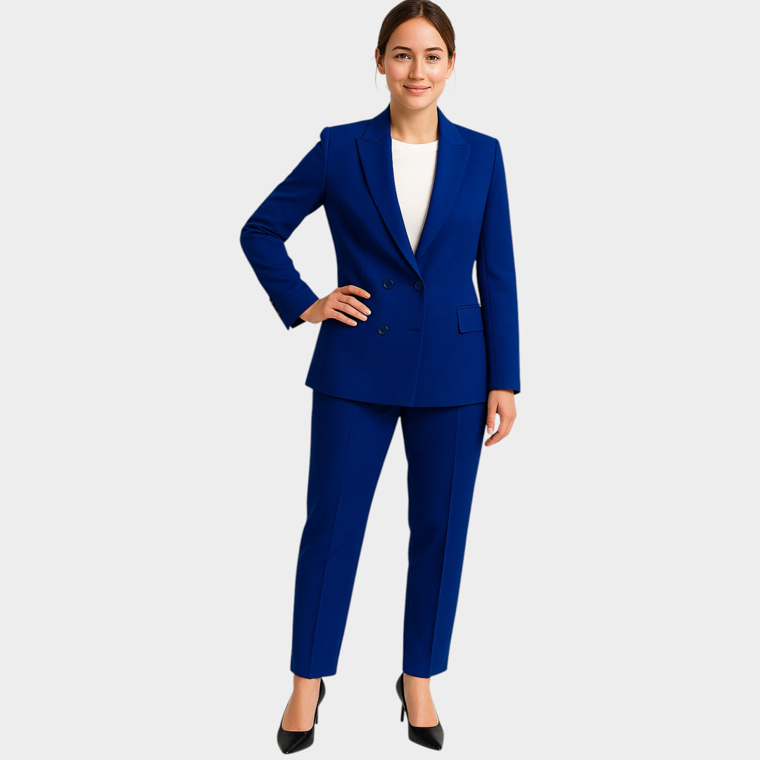Women’s Two Piece Suit Double Breasted Blazer Tailored Pants