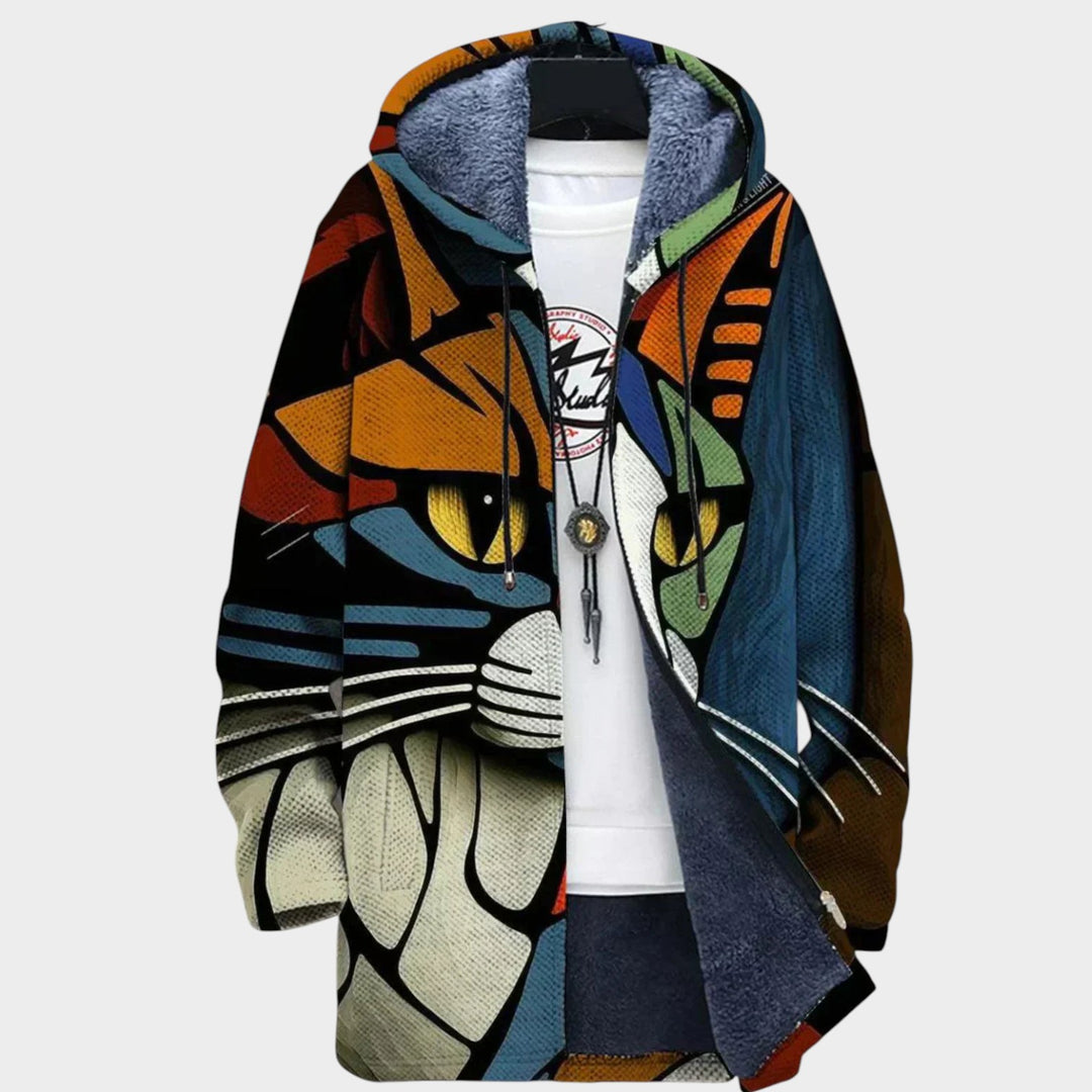 Women’s Fleece Jacket Bohemian Art Pattern Relaxed Fit