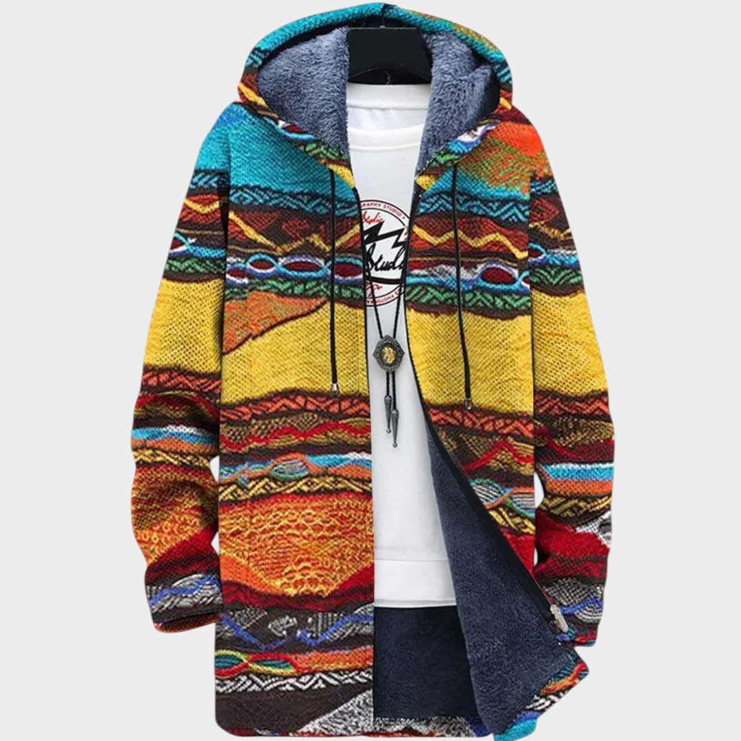Women’s Fleece Jacket Bohemian Art Pattern Relaxed Fit