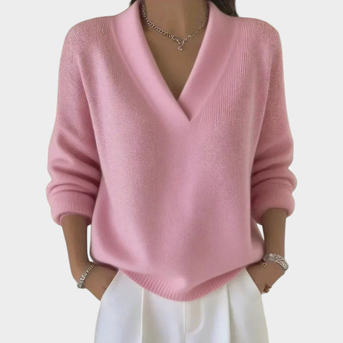 Women's Knit Sweater V-Neck Soft Texture