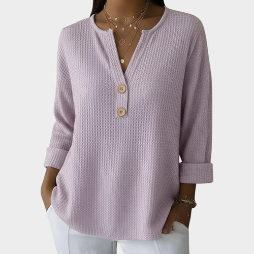 Women's Knit Sweater Henley Button Detail Long Sleeve