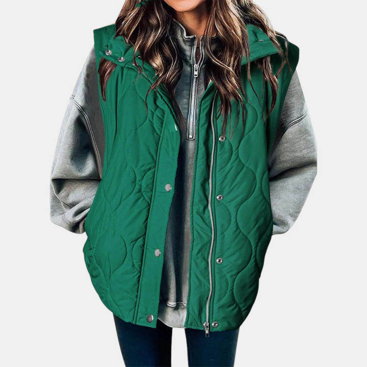 Women’s Sleeveless Jacket Button Front with Practical Pockets