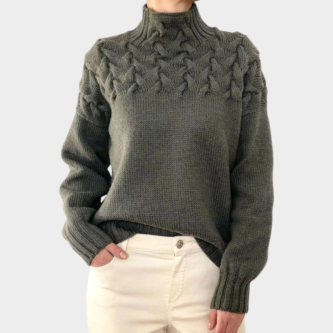 Women’s Cable Knit Turtleneck Sweater Cozy Comfortable Fit