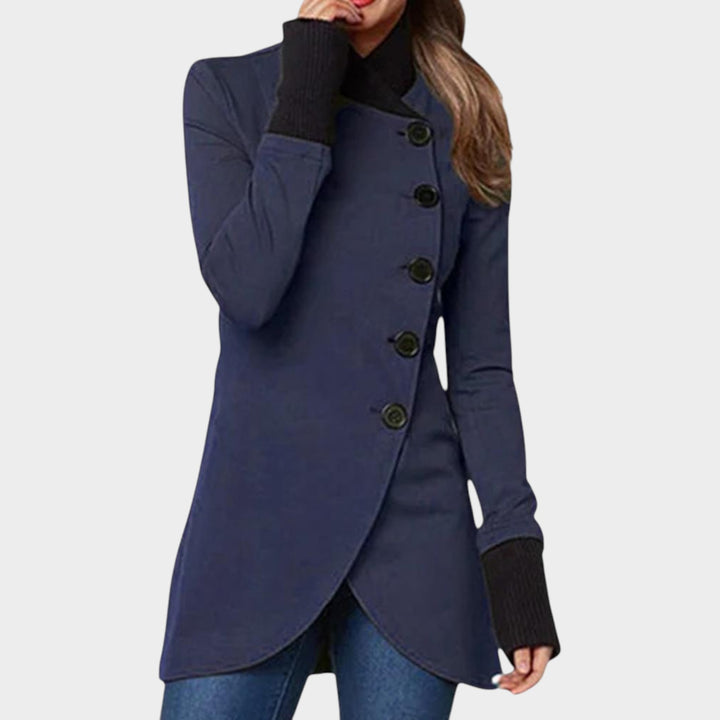 Women’s Collar Wrap Coat Long Sleeve Button Closure