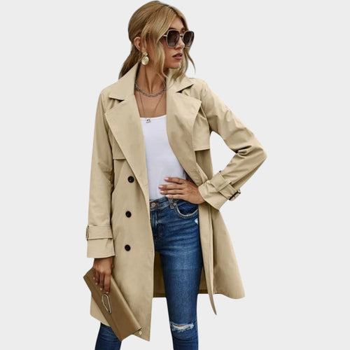 Women's Trench Coat Double Breasted Lapel Collar