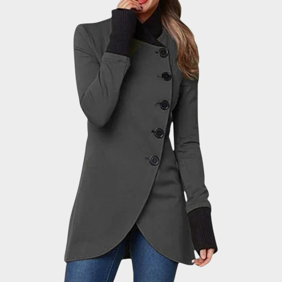 Women’s Collar Wrap Coat Long Sleeve Button Closure