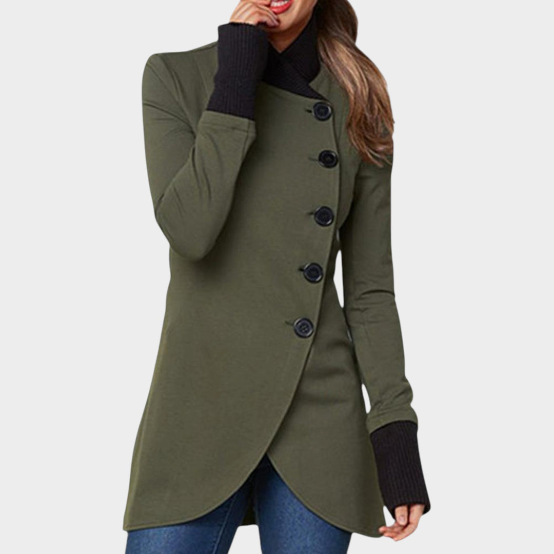 Women’s Collar Wrap Coat Long Sleeve Button Closure