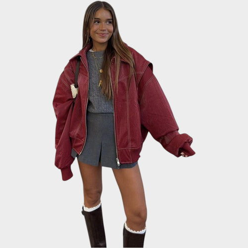 Women’s Oversized Bomber Jacket Casual Relaxed Fit