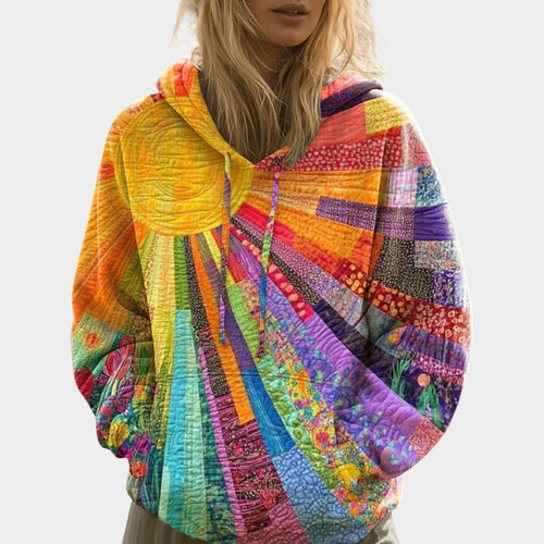 Women's Hoodie Oversized Quilted Patchwork