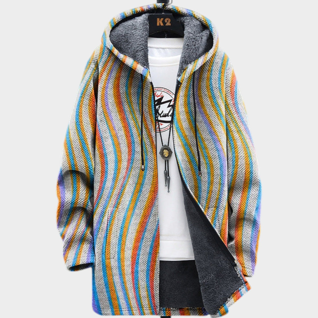 Women’s Fleece Jacket Mosaic Pattern Relaxed Fit