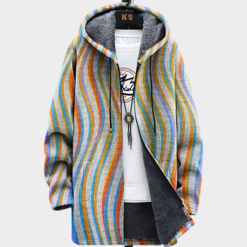 Women’s Fleece Jacket Mosaic Pattern Relaxed Fit
