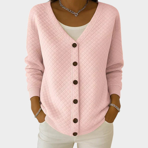 Women's Knit Cardigan Quilted Button Front