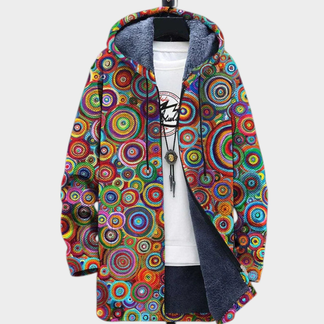 Women’s Fleece Jacket Bold Illustrated Pattern