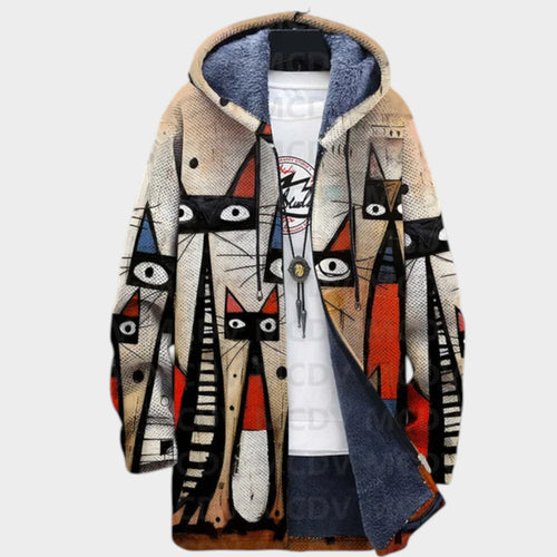 Women’s Fleece Jacket Artistic Geometric Pattern