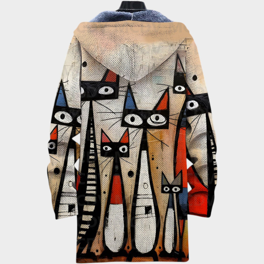Women’s Fleece Jacket Artistic Geometric Pattern