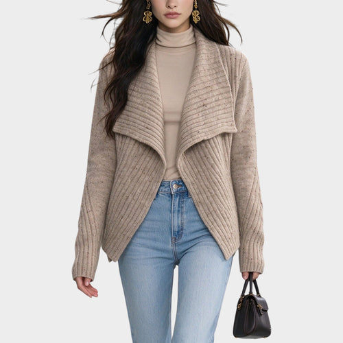 Women's Knit Cardigan Asymmetric Hem Peter Pan Collar