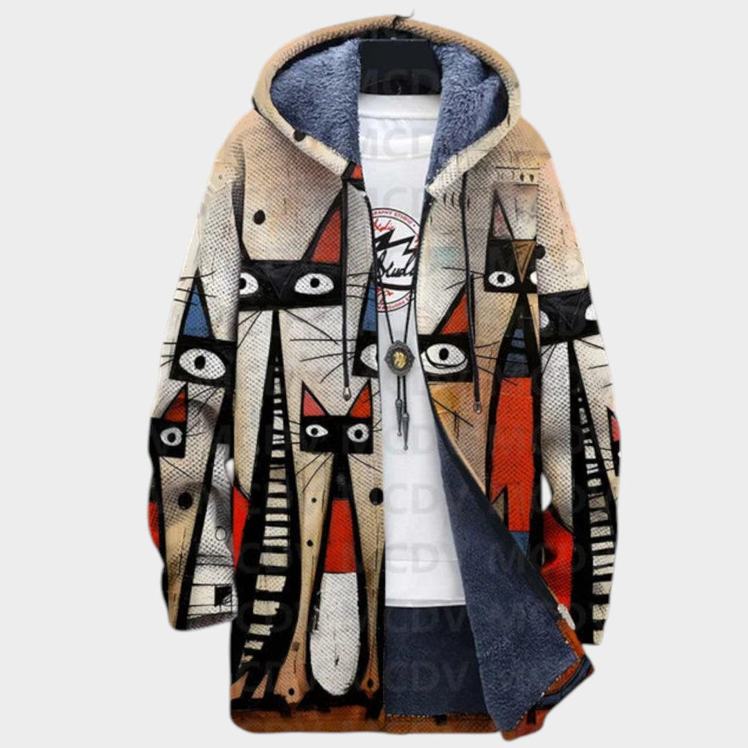 Women’s Fleece Jacket Artistic Pattern Knit Design
