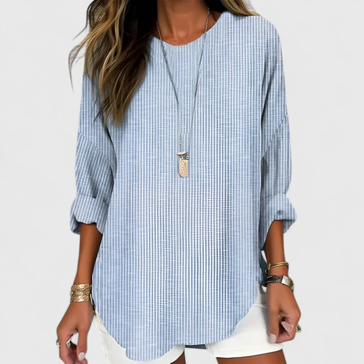 Waffle Knit Tunic Top | Casual Long Sleeve Loose Fit Blouse