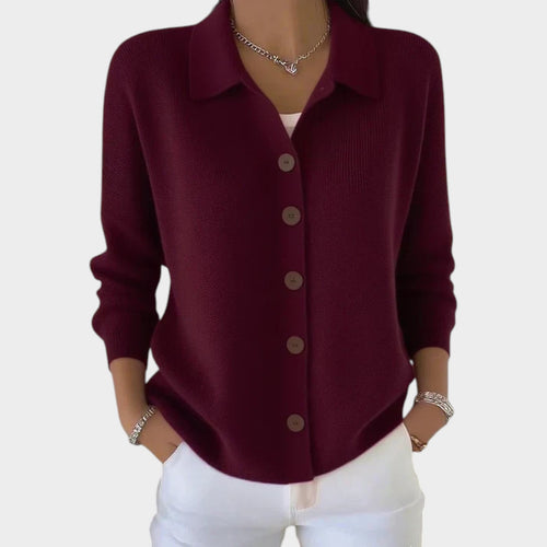 Women's Polo Knit Cardigan Casual Button Front