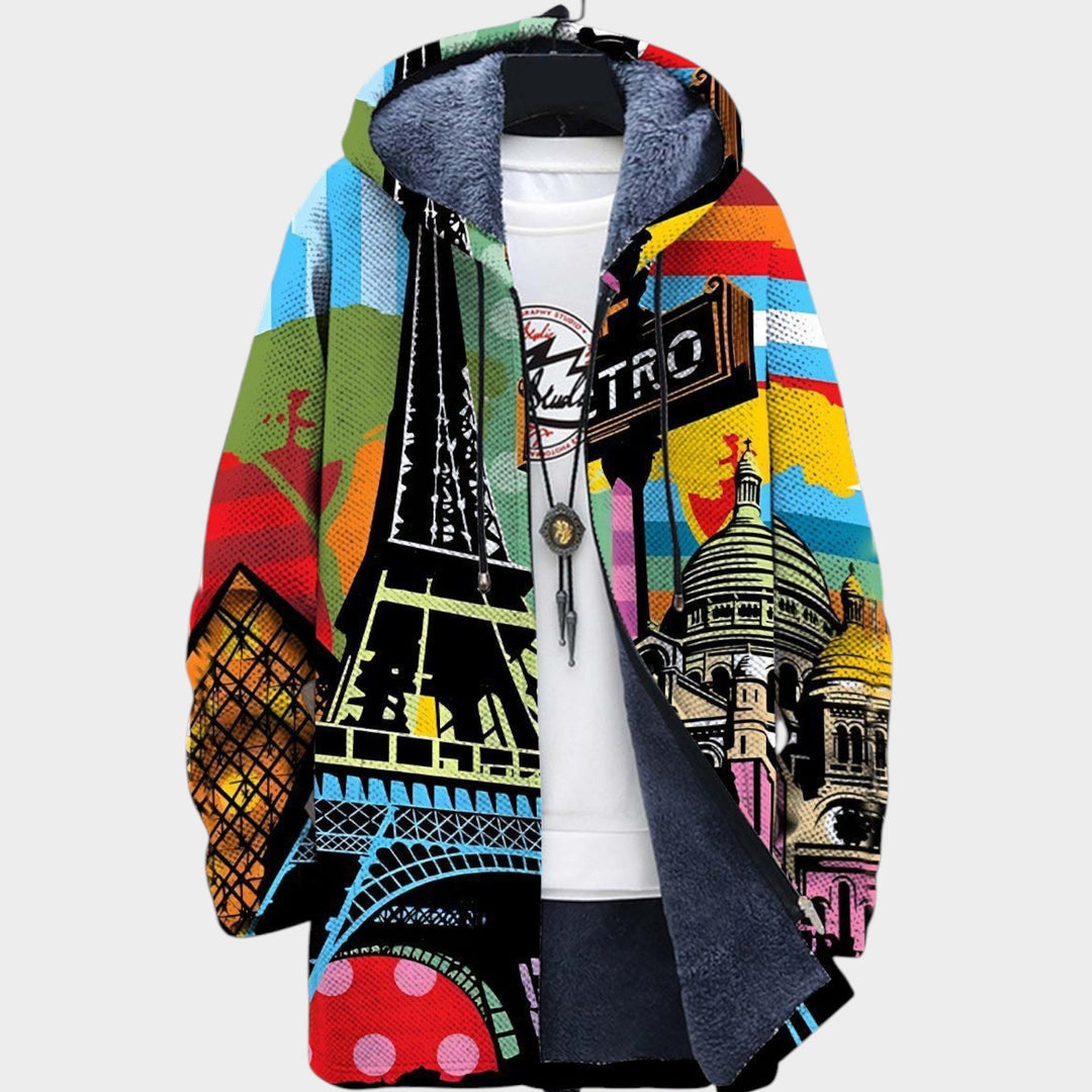 Women’s Fleece Jacket Modern Pattern Relaxed Fit