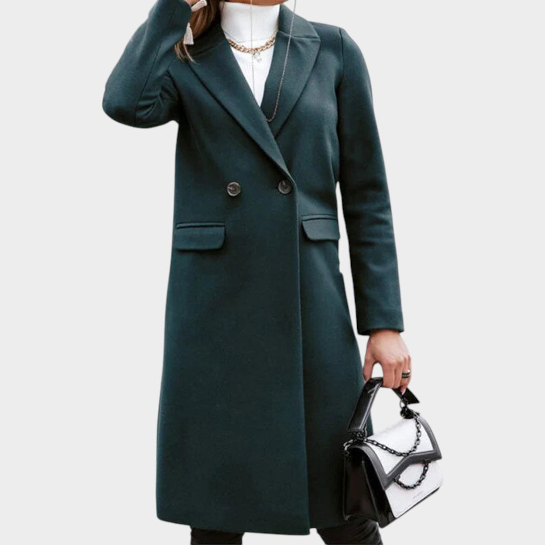 Women’s Long Coat Double Breasted Notch Collar
