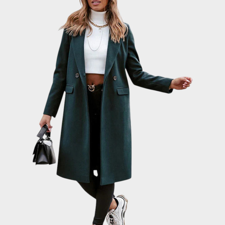 Women’s Long Coat Double Breasted Notch Collar
