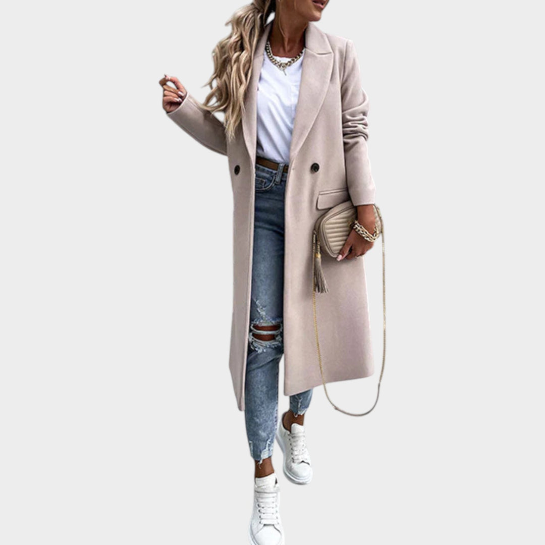 Women’s Long Coat Double Breasted Notch Collar