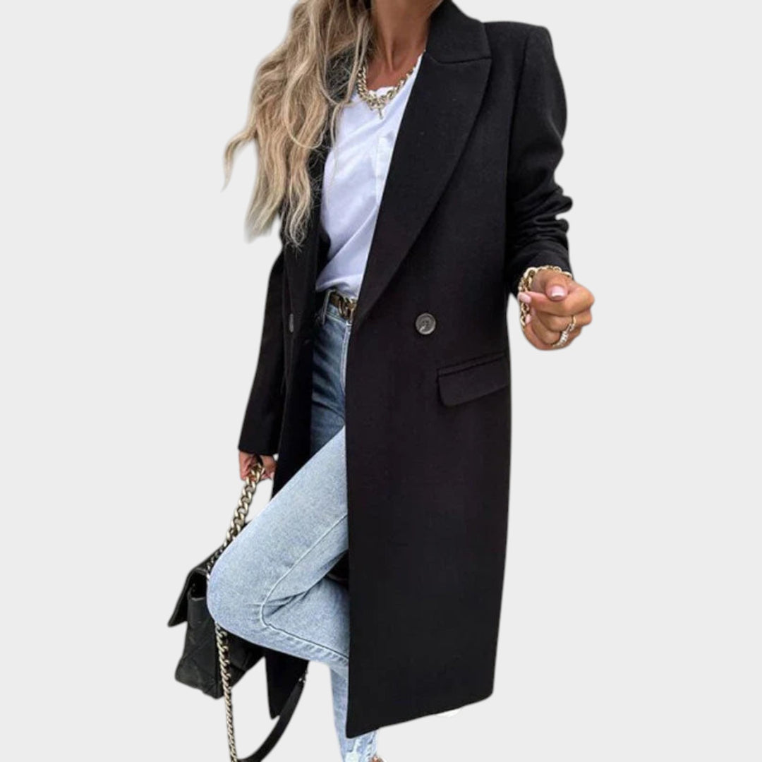 Women’s Long Coat Double Breasted Notch Collar